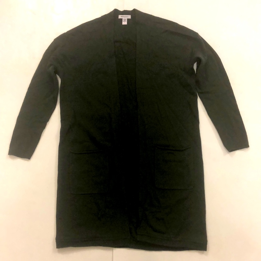 BopBasics M Sweater Dark Green Cashmere Cardigan Long Pocket Excellent Condition